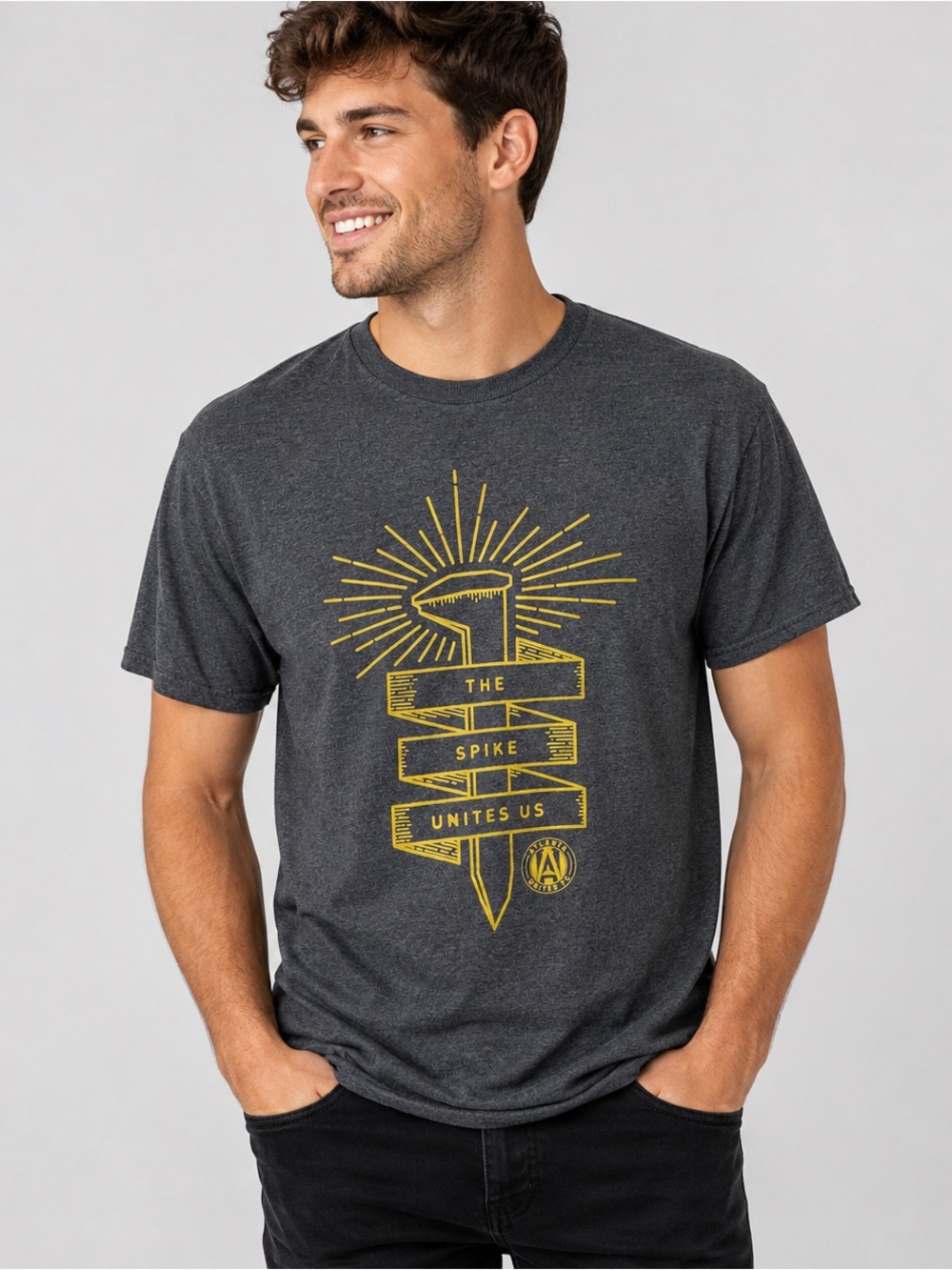Atlanta United FC Spike Unites Us T Shirt Mens Large Gray MLS Soccer‎ Graphic